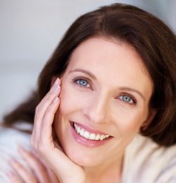 Beverly hills eye lift female patient model smiling